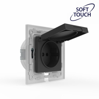 Розетка 1-м СП Pixel IP44 с заземл. с крышкой механизм карбон TOKOV ELECTRIC TKE-PX-R1ZSW1-C14-IP44