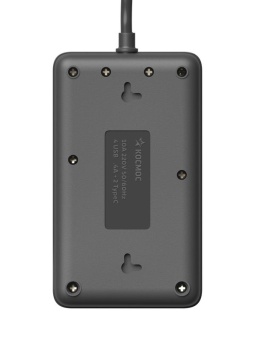 Удлинитель с сетевым фильтром 3х5м 10А 4USB + 2USBC 2500Вт ПВС 3х1 прямоуг. черн. КОСМОС FKsmPR-5m-3g(B)USB