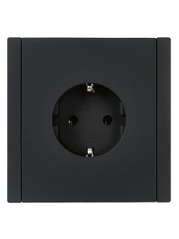 Розетка СП FORTE&PIANO FP114 16А с заземл. без защ. шторок безвинт. крепл. черн. IEK FP-R11-16-1-K02