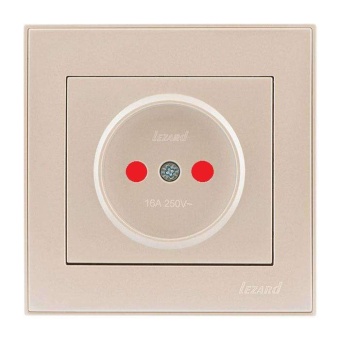 Розетка 1-м СП Rain 16А IP20 защ. шторки керамика жемчуж./бел. метал. LEZARD 703-3030-124