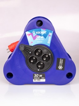 Удлинитель на треугольной катушке 4х30м без заземл. 16А IP44 3.5кВт КГ 2х2.5 УКП КОСМОС YKTKsm30m-4g(2.5)KG