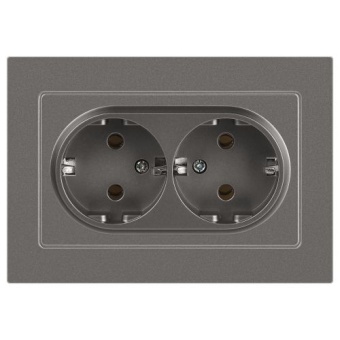 Розетка 2-м СП Accent 6-205-09 16А IP20 250В 2P+E Schuko AL/CU титан Intro Б0063500