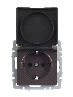 Розетка BRITE РСбш10-3-БрТБ 16А IP20 с заземл. защ. шторки с крышкой механизм бронза IEK BR-R16-16-K45