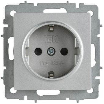 Розетка 1-м BRITE РС24-1-0-БрА 16А IP20 с заземл. с защ. шторк. безвинтов. крепл. механизм алюм. IEK BR-R14-16-1-K47