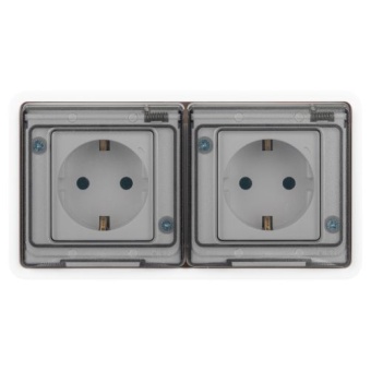 Розетка Эксперт 11-2523-01 2х2P+E гориз. IP55 16А-250В СУ бел. Эра Б0063276