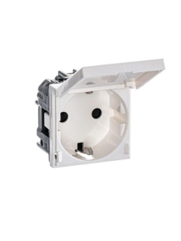 Розетка 1-м СП 2мод. Zenit 16А IP21 250В с заземл. Schuko защ. шторки с крышкой механизм альп. бел. ABB 2CLA228810N1101