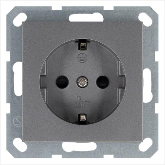 Розетка 1-м Shuko 16А IP20 с заземл. защ. шторки механизм алюм. Jasmart G5501S