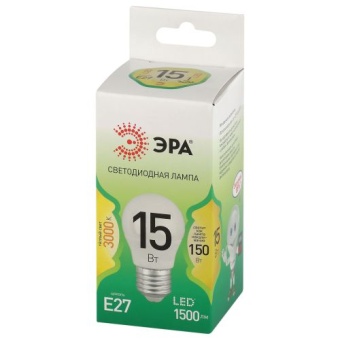 Лампа светодиодная GREEN LINE P45-15W-830-E27 GL 15Вт шар 3000К свет тепл. E27 Эра Б0067038