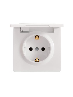 Розетка 1-м ОП LETO с заземл. с крышкой LETO ПБТ бел. LEZARD 752-0200-123B