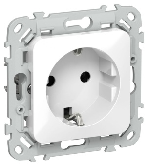 Розетка СП FLITE РС11-1-ФлБ 16А с заземл. без защ. шторок безвинтовое крепление механизм бел. IEK FI-R11-16-1-K01