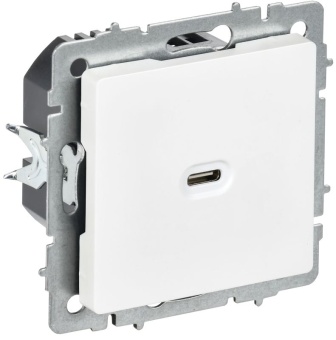 Розетка СП BRITE РЮ12-1-БрАБ USB C 65Вт высокоскор. заряд. арктич. бел. IEK BR-U13-065-K91