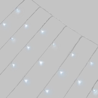 Гирлянда светодиодная занавес 3х2м 264 LED бел. прозр. ПВХ IP44 эффект мерцания 22 нити 12 LED/нить Neon-Night 235-525