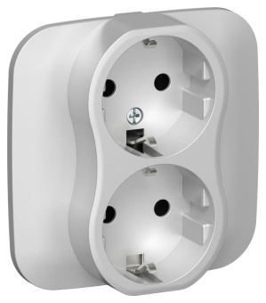 Розетка 2-м СП FLITE РС12-1-А-ФлА 16А с заземл. без защ. шторок безвинтовое крепление в сборе механизм алюм. IEK FI-R21A-16-1-K47