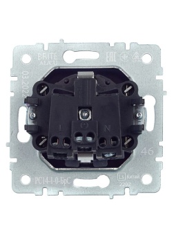 Розетка 1-м СП BRITE РС14-1-0-БрС 16А с заземл. защ. шторки механизм сталь IEK BR-R14-16-K46
