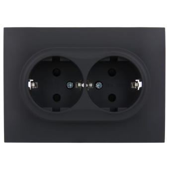 Розетка 2-м SKANDY 16А с заземл. защ. шторки в сборе SK-R07G графит IEK SK-R24-16-K53-F