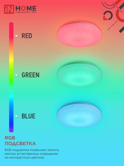 Светильник светодиодный COMFORT FROST-RGB 75Вт 3000-6500К 4400лм 230В 495х85мм с пультом ДУ IN HOME 4690612044644