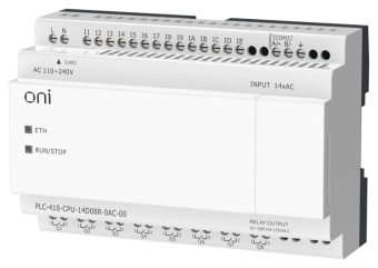 Модуль ЦПУ ПЛК 410 14 DI 8 RO 220В AC с Ethernet портом без экрана ONI PLC-410-CPU-14D08R-0AC-00