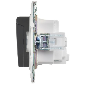 Розетка 1-м SKANDY 16А IP44 с заземл. защ. шторки с крышкой SK-R11G графит IEK SK-R16-16-44-K53