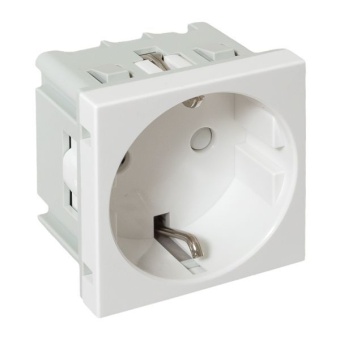 Розетка 1-м 2мод. C-Line РКС-20-30-П 45х45 с заземл. бел. EKF E2MR16-028-10