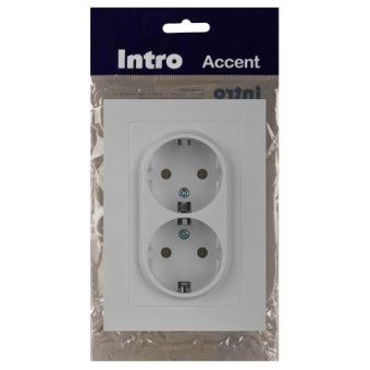 Розетка 2-м СП Accent 6-205-01 16А IP20 250В 2P+E Schuko AL/CU бел. Intro Б0063485