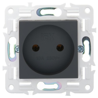 Розетка SKANDY 10А без заземл. без защ. шторок SK-R02G графит IEK SK-R10-10-K53