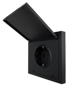 Розетка 1-мест. с/з с крышкой ПБТ СП ZIMA IP20 16А безвинт. зажим черн. бархат LEZARD 704-4288-123BQC