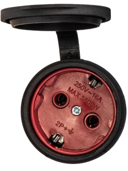 Розетка 16А IP44 прямая с заземл. каучук красн. КОСМОС RKsm-Z-IP(R)16A