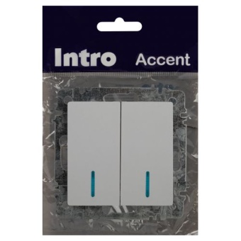 Выключатель 2-кл. СП Accent 6-105-01 10А IP20 250В с подсветкой AL/CU бел. Intro Б0063505