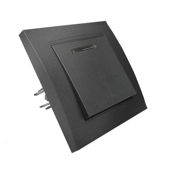 Выключатель 1-кл. СП Бриллиант 10А IP20 с подсветкой в сборе графит Universal 7947397-Gr