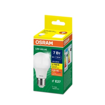 Лампа светодиодная LED G4 Value LVCLA60 7W/927 CRI95 7Вт 2700К 700лм грушевидная матов. E27 170-250В OSRAM 4058075577893