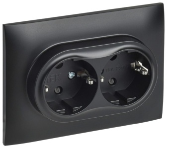 Розетка 2-м SKANDY 16А с заземл. защ. шторки в сборе SK-R07Bl черн. IEK SK-R24-16-K02-F
