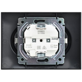 Розетка 2-м SKANDY 16А с заземл. без защ. шторок в сборе SK-R08Bl черн. IEK SK-R21-16-K02-F