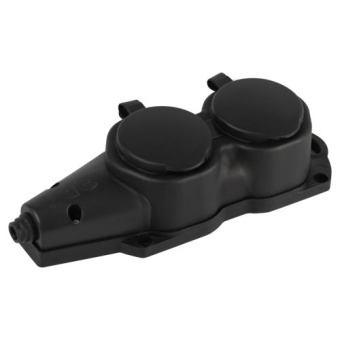 Колодка 2-м с заземл. 16A IP44 KX-2e-B-IP44 каучук. черн. Эра Б0068451