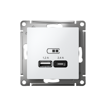 Розетка USB AtlasDesign тип A+C 5В/2.4А 2х5В/1.2А механизм лотос SE ATN001339