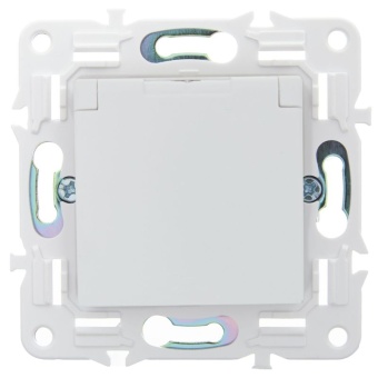 Розетка 1-м SKANDY 16А IP44 с заземл. защ. шторки с крышкой SK-R11W арктич. бел. IEK SK-R16-16-44-K01