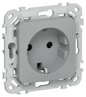 Розетка СП FLITE РС11-1-ФлС 16А с заземл. без защ. шторок безвинтовое крепление механизм сер. IEK FI-R11-16-1-K03