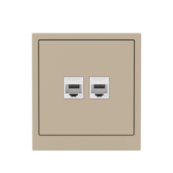 Розетка компьютерная 2-м KANT RJ45 кат.6A без шторки ванильн. марципан DKC 7015674