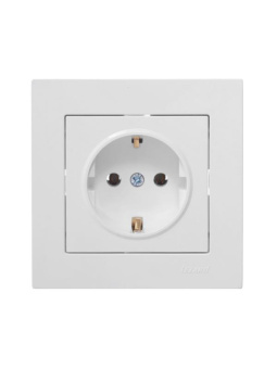 Розетка 1-м СП Vesna с заземл. ПБТ механизм бел. LEZARD 742-0288-122B