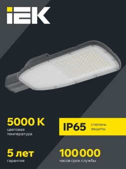 Светильник светодиодный ДКУ 1004-200Ш 5000К IP65 уличный консольный сер. IEK LDKU1-1004-200-5000-K03