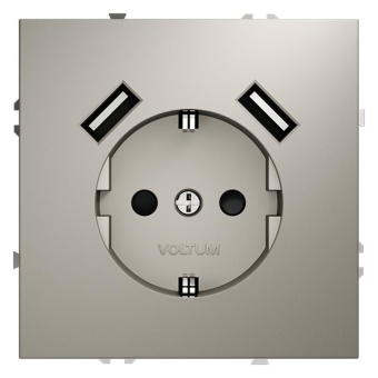 Розетка 1-м СП S70 16А с USB A+A с заземл. защ. шторки механизм кашемир Voltum VLS040403