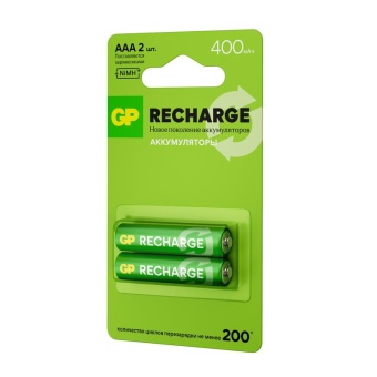 Аккумулятор AAA/HR03 RECHARGE 1.2В 400мА.ч 40AAAHCV-2CRSBC2 16/96 (блист.2шт) GP 20250