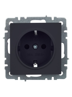 Розетка 1-м СП BRITE РС14-1-0-БрГ 16А с заземл. защ. шторки механизм графит IEK BR-R14-16-K53