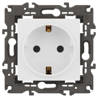 Розетка Elegance 14-2101-01М 16А 250В 2P+E Schuko матов. бел. Эра Б0065800