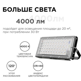 Прожектор светодиодный "трансформер" smd 30Вт 4000К IP65 4000лм 220В 212х107х27мм черн. Apeyron 05-42