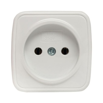 Розетка 1-м ОП Минск 10А IP20 без заземл. бел. Basic EKF EGR10-022-10