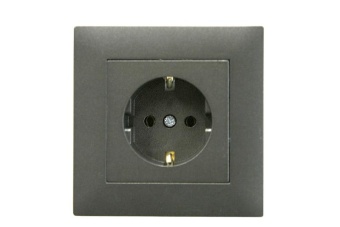 Розетка 1-м Karea RIZZ STAR с заземл. дым. металлик Makel 88050028