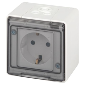 Розетка Эксперт 11-2502-01 2P+E IP55 шторки 16А-250В ОУ бел. Эра Б0063280