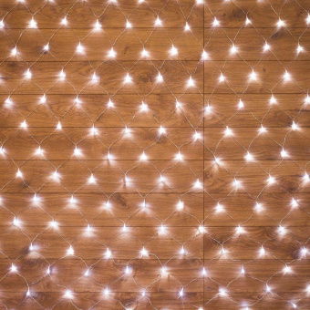 Гирлянда светодиодная "Сеть" 1.5х1.5м 150LED бел. 12Вт 220В IP20 с контроллером 8 режимов провод ПВХ прозр. Neon-Night 215-125