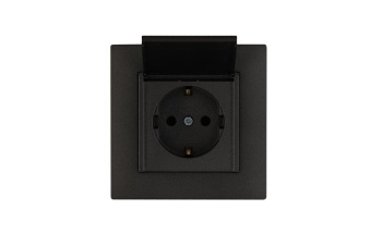 Розетка 1-м с крышкой Karea RIZZ STAR с заземл. дым. металлик Makel 88050029
