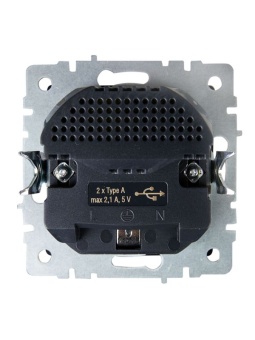 Розетка BRITE РЮш10-1-БрМ 16А с USB A+A 2.1А с заземл. защ. шторки механизм маренго IEK BR-R14-16-U21-D21-K35